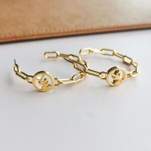 Michael Kors - Signature Hoop Chain Link Goldtone Hoop Earrings